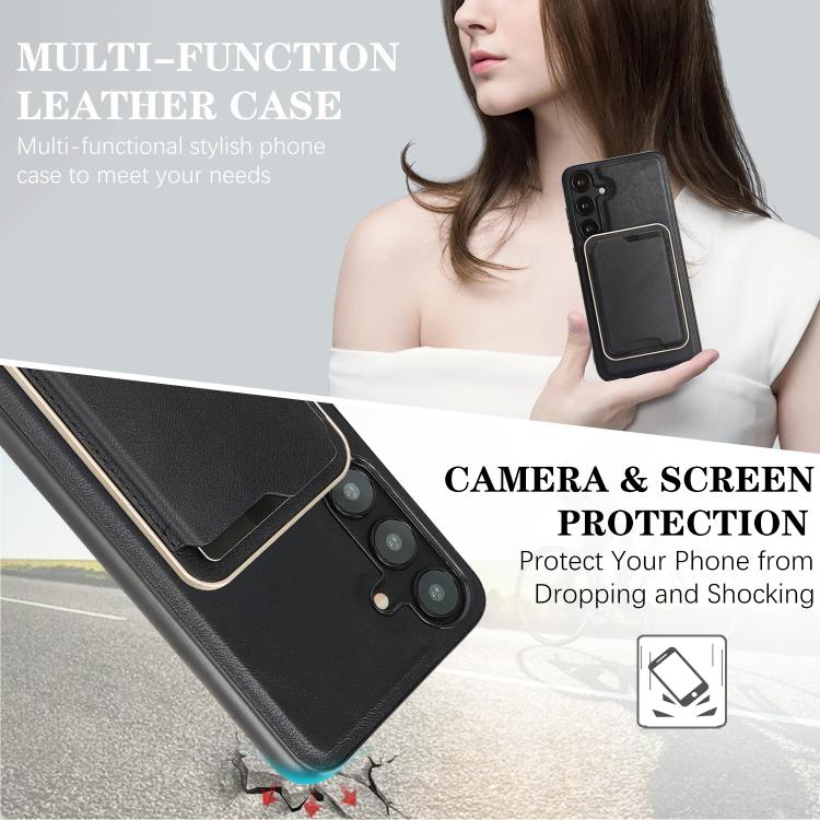For Samsung Galaxy S25 Edge 5G Kalebol Slim MagSafe Ring Magnetic Card Bag Leather Phone Case