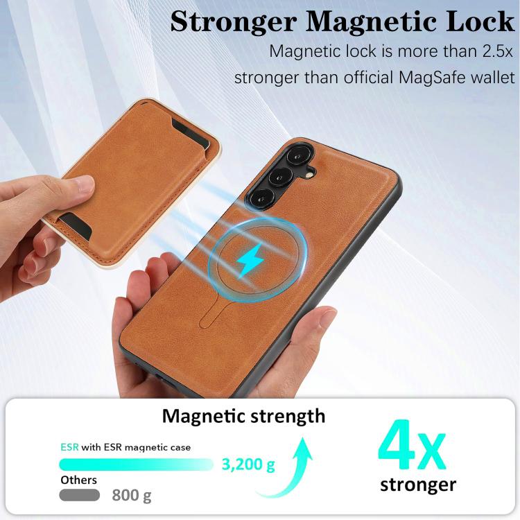 For Samsung Galaxy S25 Edge 5G Kalebol Slim MagSafe Ring Magnetic Card Bag Leather Phone Case