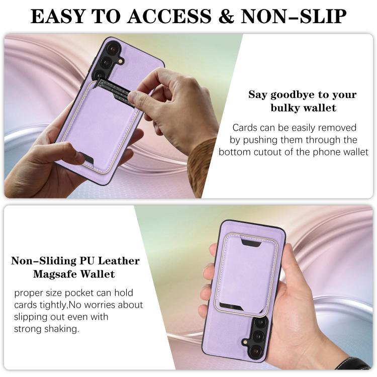 For Samsung Galaxy S25 Edge 5G Kalebol Slim MagSafe Ring Magnetic Card Bag Leather Phone Case