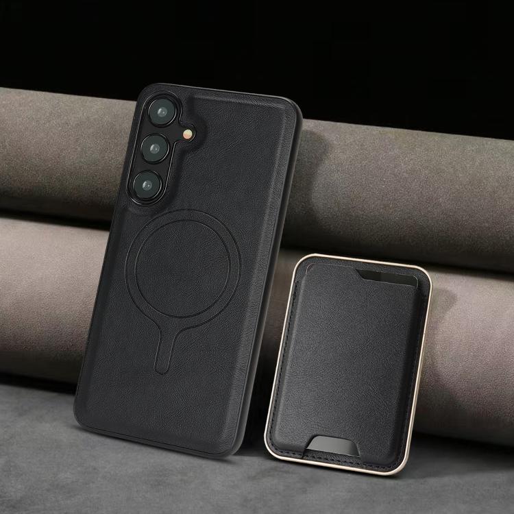 For Samsung Galaxy S25 5G Kalebol Slim MagSafe Ring Magnetic Card Bag Leather Phone Case