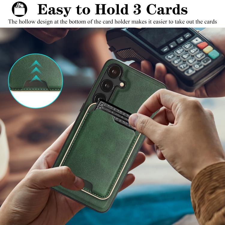 For Samsung Galaxy S25 5G Kalebol Slim MagSafe Ring Magnetic Card Bag Leather Phone Case