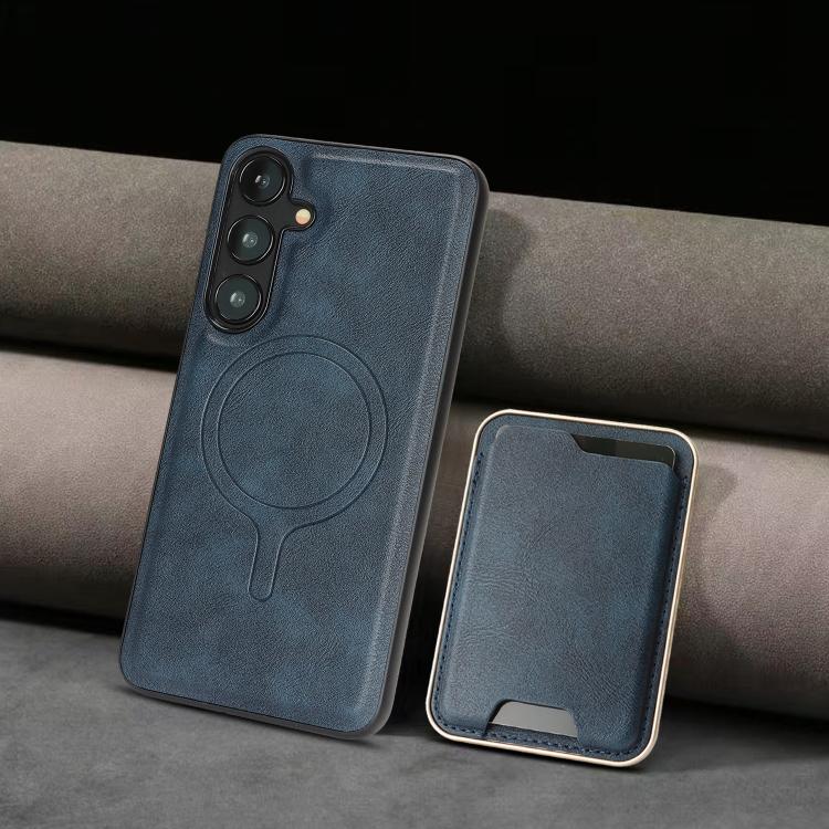 For Samsung Galaxy S25+ 5G Kalebol Slim MagSafe Ring Magnetic Card Bag Leather Phone Case