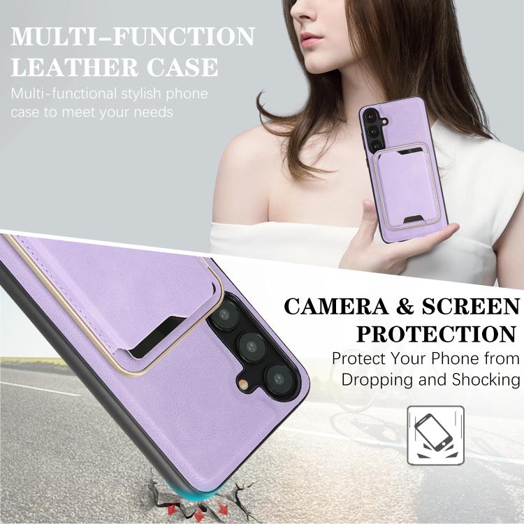 For Samsung Galaxy S25+ 5G Kalebol Slim MagSafe Ring Magnetic Card Bag Leather Phone Case
