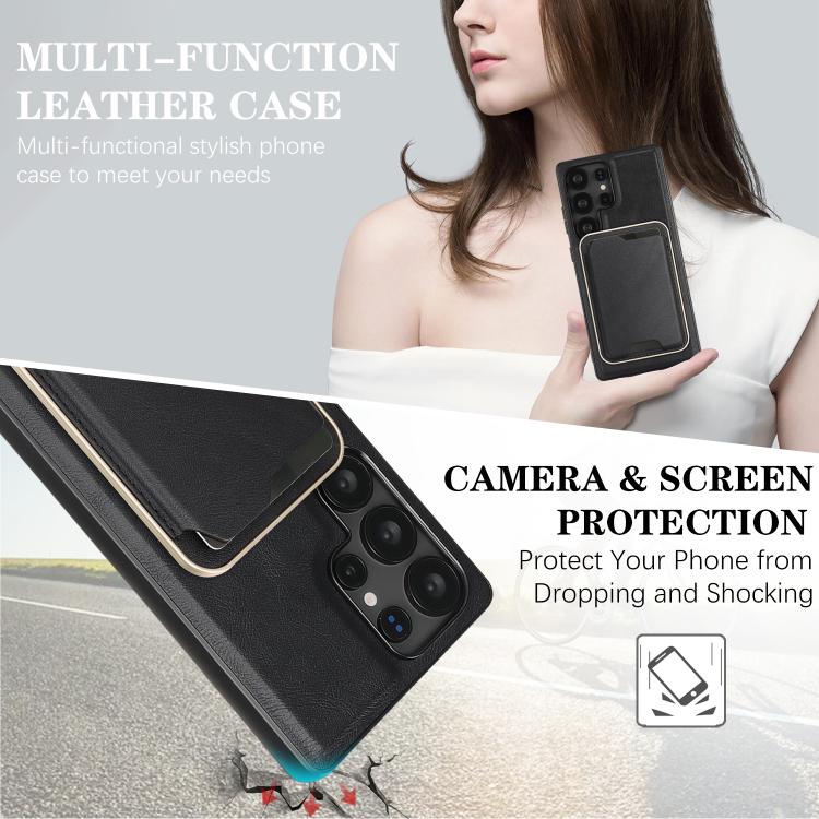 For Samsung Galaxy S25 Ultra 5G Kalebol Slim MagSafe Ring Magnetic Card Bag Leather Phone Case