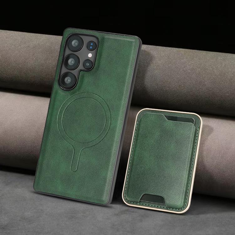 For Samsung Galaxy S25 Ultra 5G Kalebol Slim MagSafe Ring Magnetic Card Bag Leather Phone Case