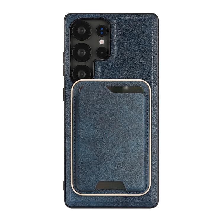 For Samsung Galaxy S24 Ultra 5G Kalebol Slim MagSafe Ring Magnetic Card Bag Leather Phone Case