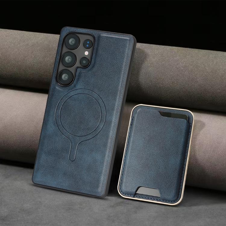 For Samsung Galaxy S24 Ultra 5G Kalebol Slim MagSafe Ring Magnetic Card Bag Leather Phone Case