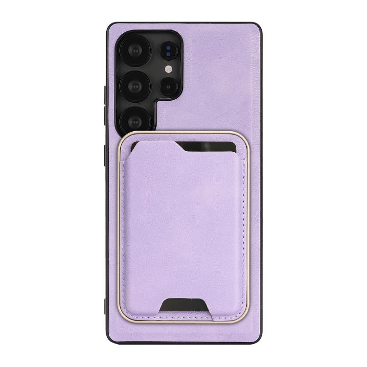 For Samsung Galaxy S24 Ultra 5G Kalebol Slim MagSafe Ring Magnetic Card Bag Leather Phone Case