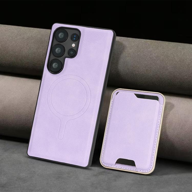For Samsung Galaxy S24 Ultra 5G Kalebol Slim MagSafe Ring Magnetic Card Bag Leather Phone Case