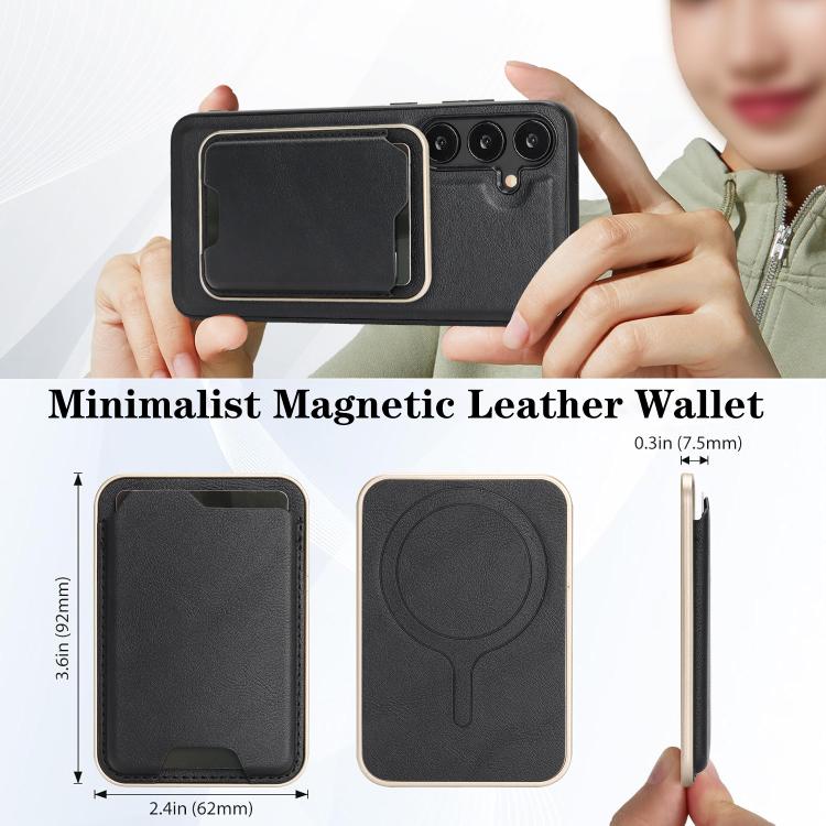 For Samsung Galaxy S24 5G Kalebol Slim MagSafe Ring Magnetic Card Bag Leather Phone Case