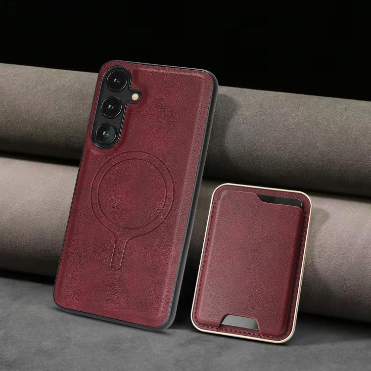 For Samsung Galaxy S24 5G Kalebol Slim MagSafe Ring Magnetic Card Bag Leather Phone Case