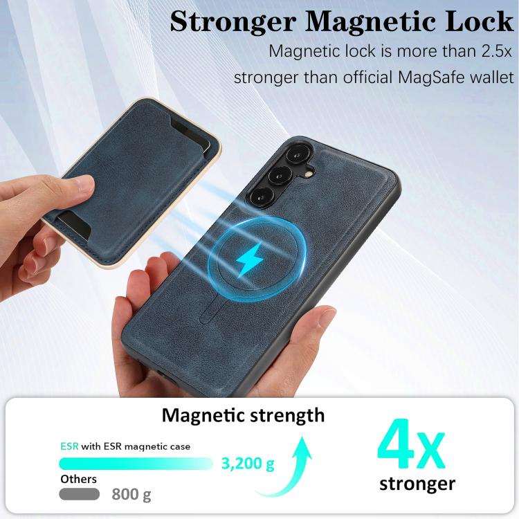 For Samsung Galaxy S24 5G Kalebol Slim MagSafe Ring Magnetic Card Bag Leather Phone Case