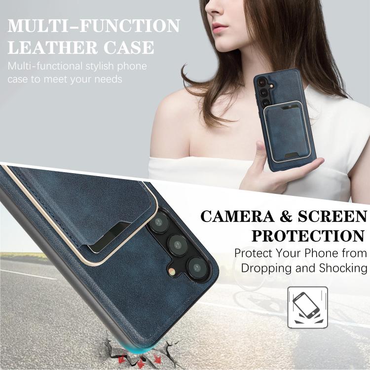 For Samsung Galaxy S24 5G Kalebol Slim MagSafe Ring Magnetic Card Bag Leather Phone Case