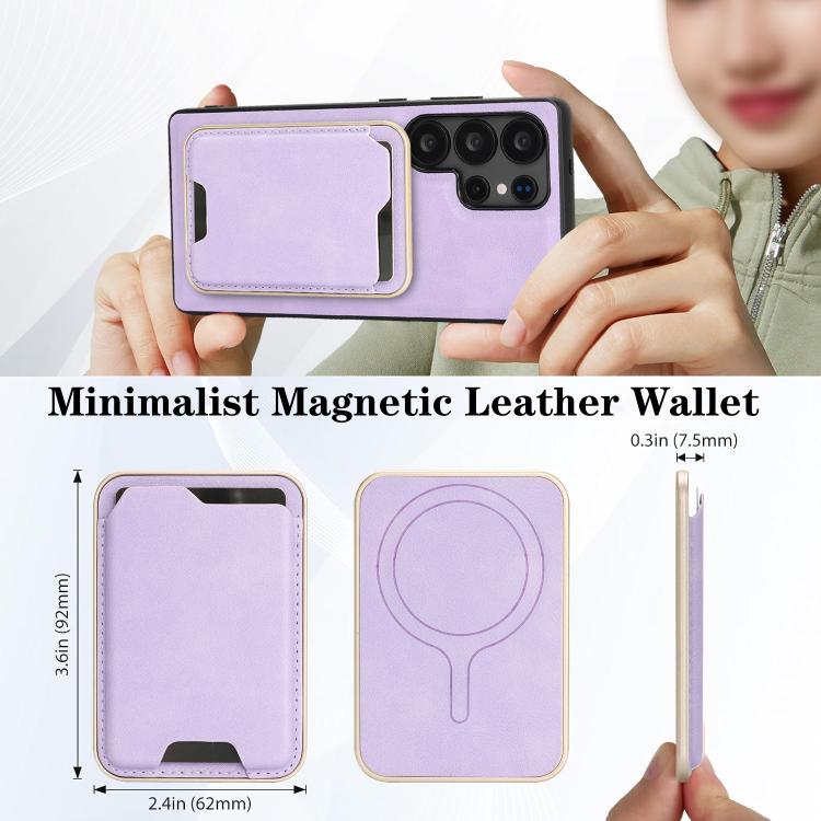 For Samsung Galaxy S23 Ultra 5G Kalebol Slim MagSafe Ring Magnetic Card Bag Leather Phone Case