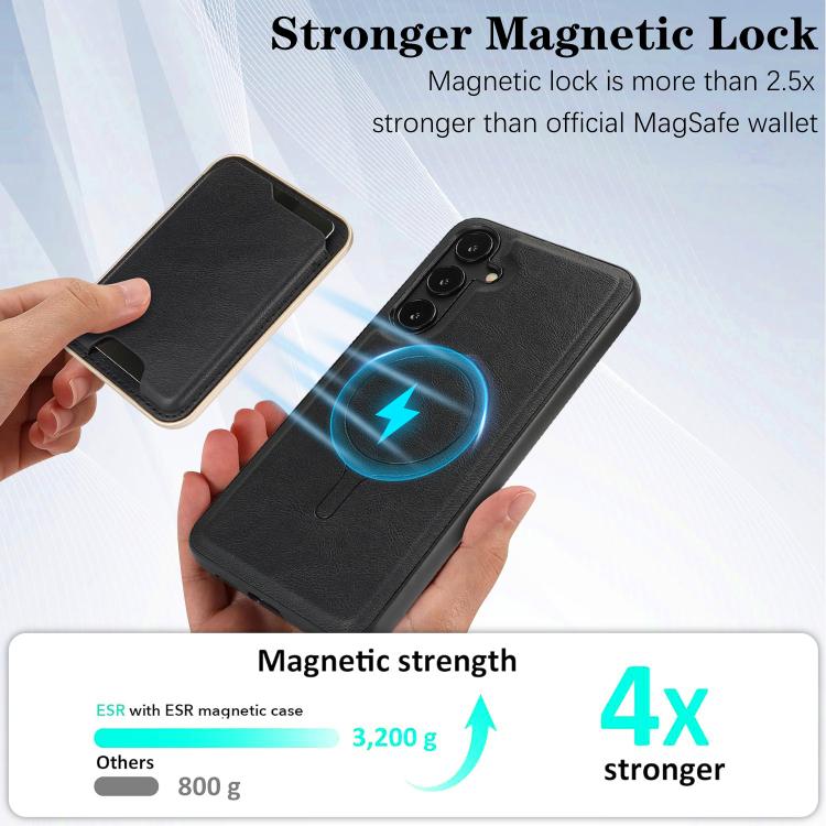 For Samsung Galaxy S23+ 5G Kalebol Slim MagSafe Ring Magnetic Card Bag Leather Phone Case