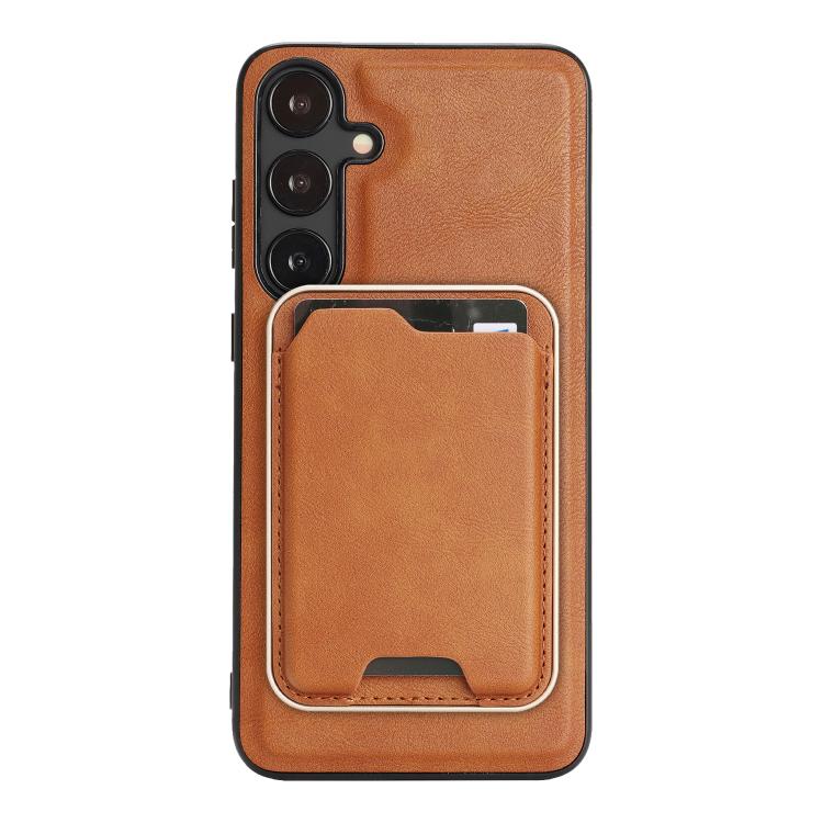 For Samsung Galaxy S23+ 5G Kalebol Slim MagSafe Ring Magnetic Card Bag Leather Phone Case