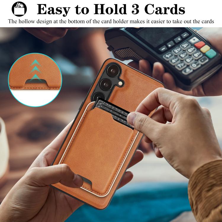 For Samsung Galaxy S23+ 5G Kalebol Slim MagSafe Ring Magnetic Card Bag Leather Phone Case