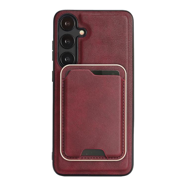 For Samsung Galaxy S23+ 5G Kalebol Slim MagSafe Ring Magnetic Card Bag Leather Phone Case