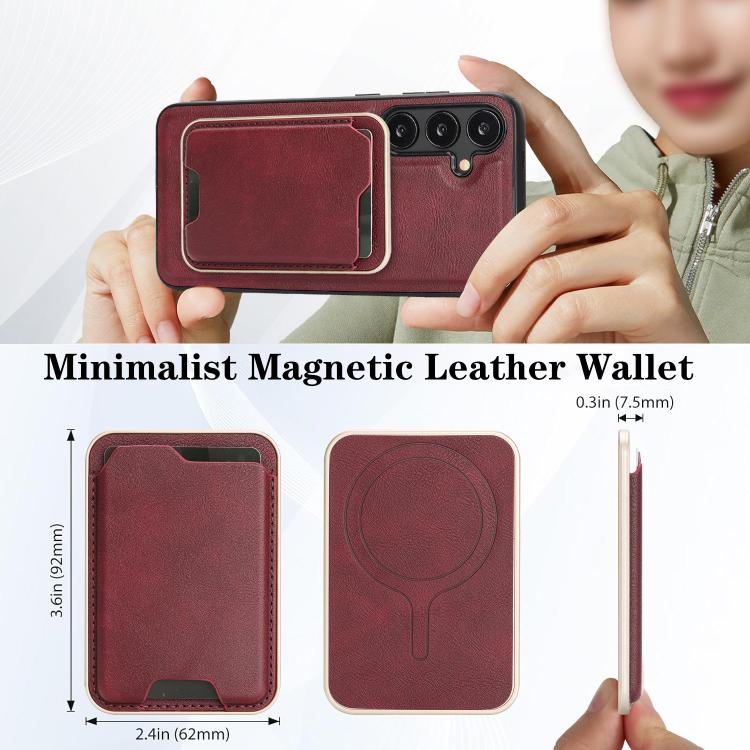 For Samsung Galaxy S23+ 5G Kalebol Slim MagSafe Ring Magnetic Card Bag Leather Phone Case