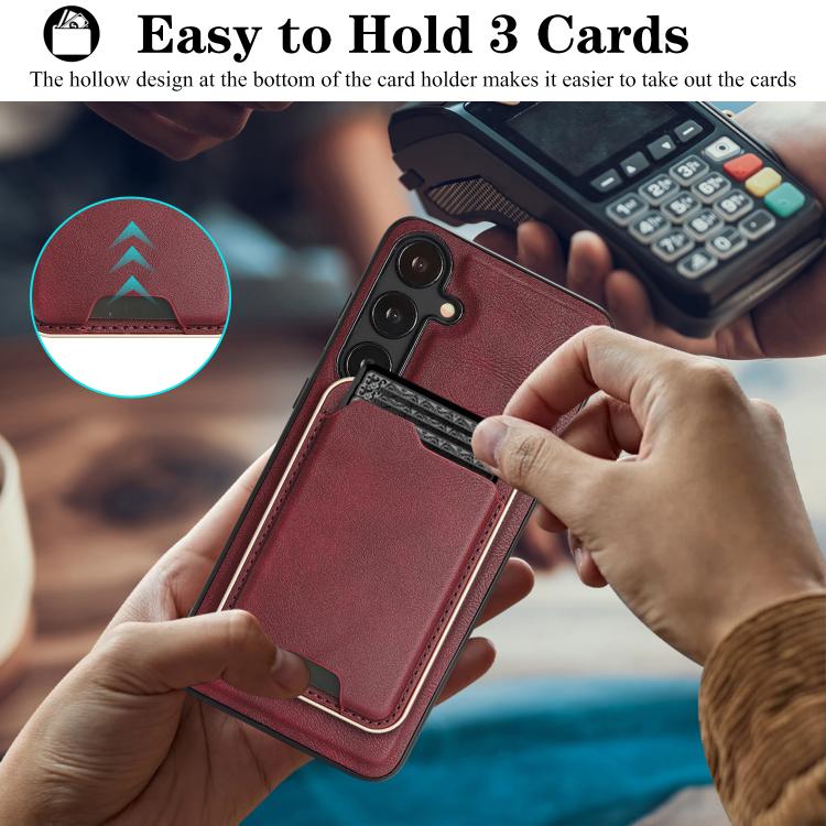 For Samsung Galaxy S23+ 5G Kalebol Slim MagSafe Ring Magnetic Card Bag Leather Phone Case