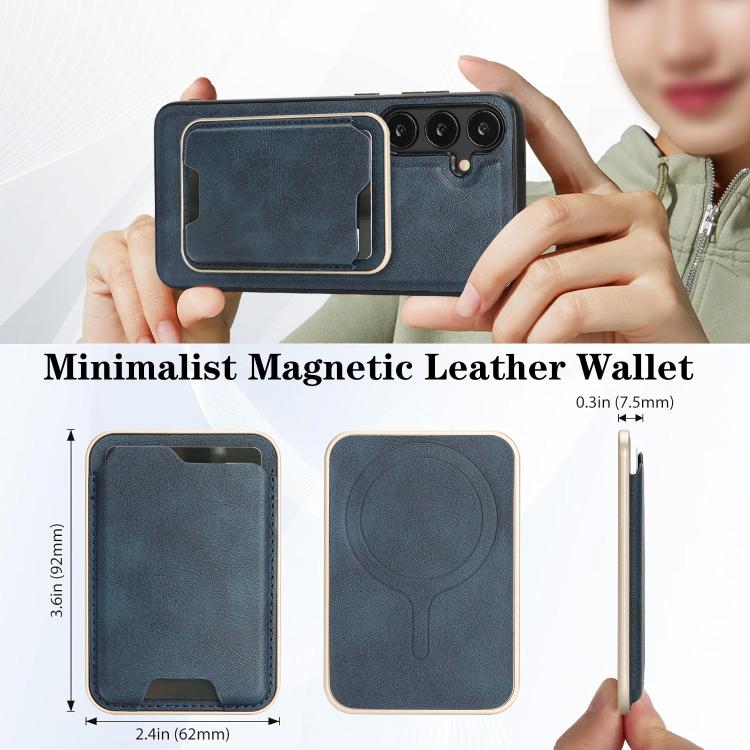 For Samsung Galaxy S23+ 5G Kalebol Slim MagSafe Ring Magnetic Card Bag Leather Phone Case