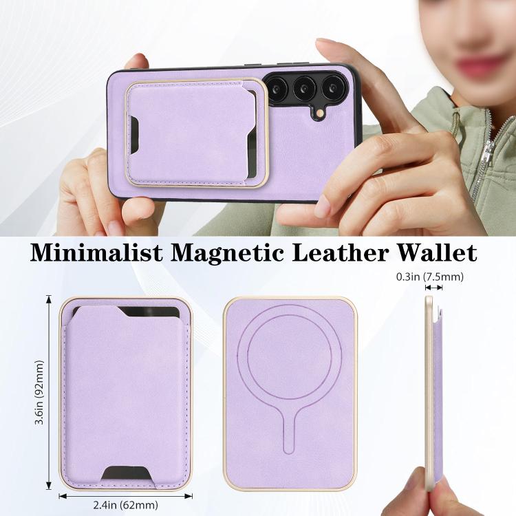 For Samsung Galaxy S23+ 5G Kalebol Slim MagSafe Ring Magnetic Card Bag Leather Phone Case