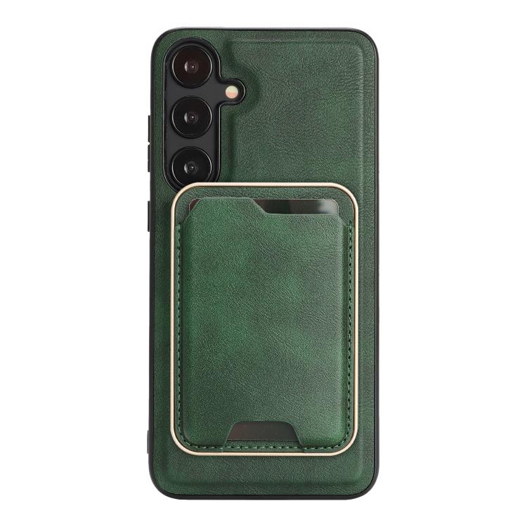 For Samsung Galaxy S23 5G Kalebol Slim MagSafe Ring Magnetic Card Bag Leather Phone Case