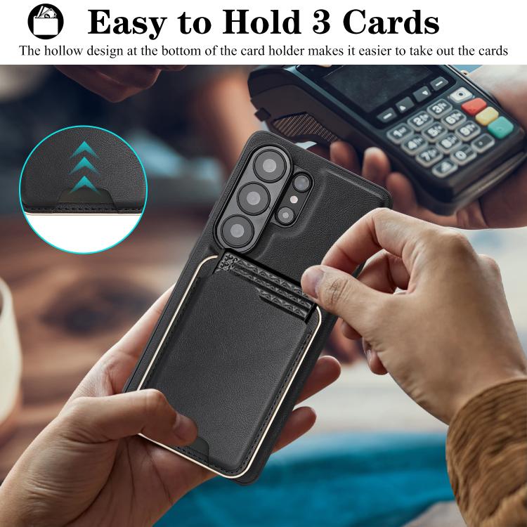 For Samsung Galaxy S26 Ultra 5G Kalebol Slim MagSafe Ring Magnetic Card Bag Leather Phone Case