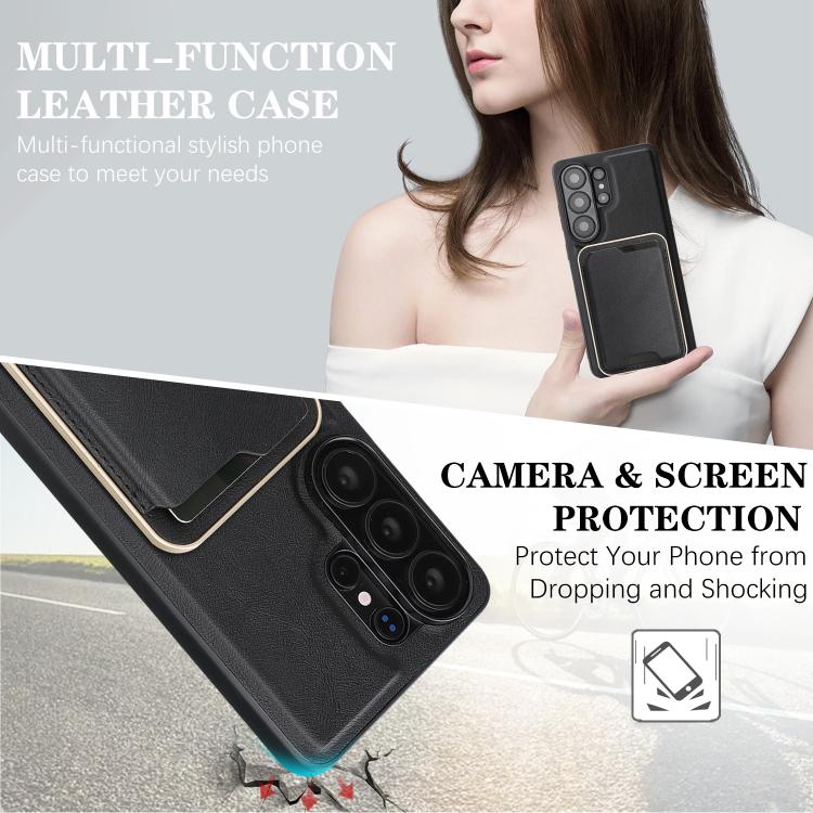 For Samsung Galaxy S26 Ultra 5G Kalebol Slim MagSafe Ring Magnetic Card Bag Leather Phone Case