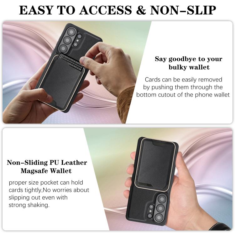 For Samsung Galaxy S26 Ultra 5G Kalebol Slim MagSafe Ring Magnetic Card Bag Leather Phone Case