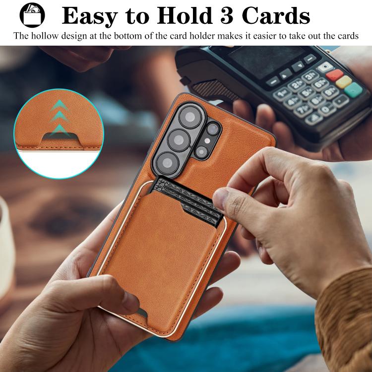 For Samsung Galaxy S26 Ultra 5G Kalebol Slim MagSafe Ring Magnetic Card Bag Leather Phone Case
