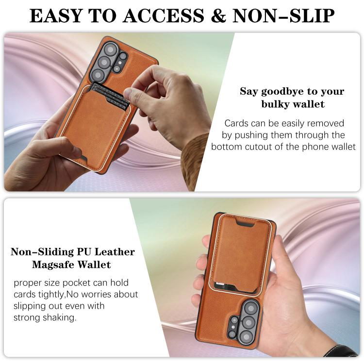 For Samsung Galaxy S26 Ultra 5G Kalebol Slim MagSafe Ring Magnetic Card Bag Leather Phone Case