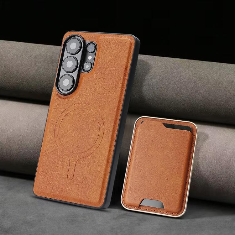 For Samsung Galaxy S26 Ultra 5G Kalebol Slim MagSafe Ring Magnetic Card Bag Leather Phone Case