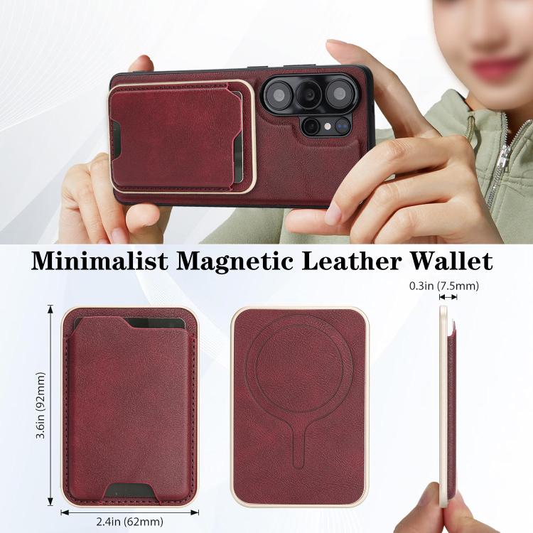 For Samsung Galaxy S26 Ultra 5G Kalebol Slim MagSafe Ring Magnetic Card Bag Leather Phone Case
