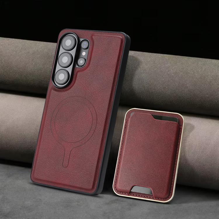 For Samsung Galaxy S26 Ultra 5G Kalebol Slim MagSafe Ring Magnetic Card Bag Leather Phone Case