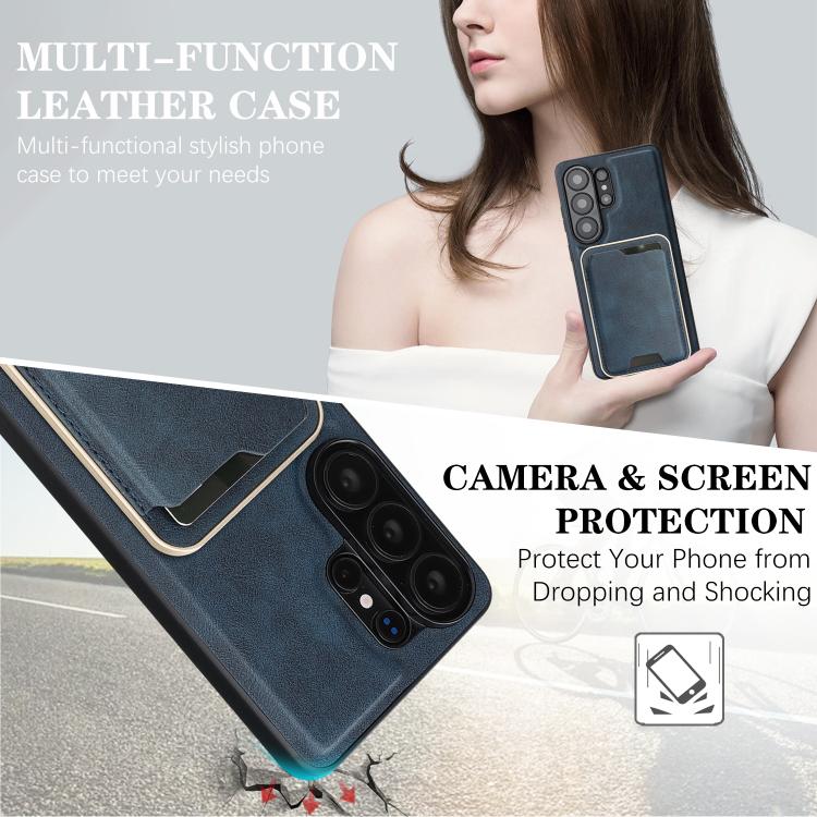 For Samsung Galaxy S26 Ultra 5G Kalebol Slim MagSafe Ring Magnetic Card Bag Leather Phone Case