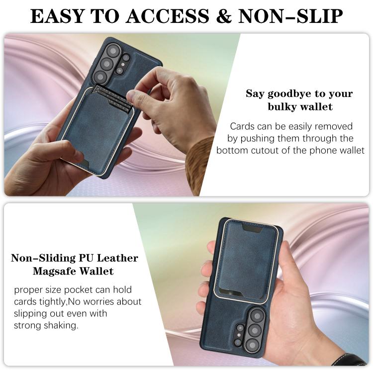 For Samsung Galaxy S26 Ultra 5G Kalebol Slim MagSafe Ring Magnetic Card Bag Leather Phone Case