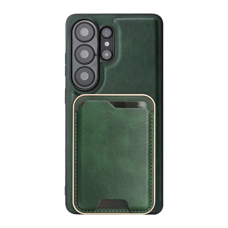 For Samsung Galaxy S26 Ultra 5G Kalebol Slim MagSafe Ring Magnetic Card Bag Leather Phone Case