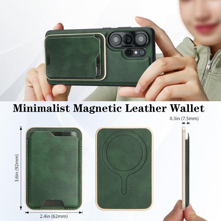 For Samsung Galaxy S26 Ultra 5G Kalebol Slim MagSafe Ring Magnetic Card Bag Leather Phone Case