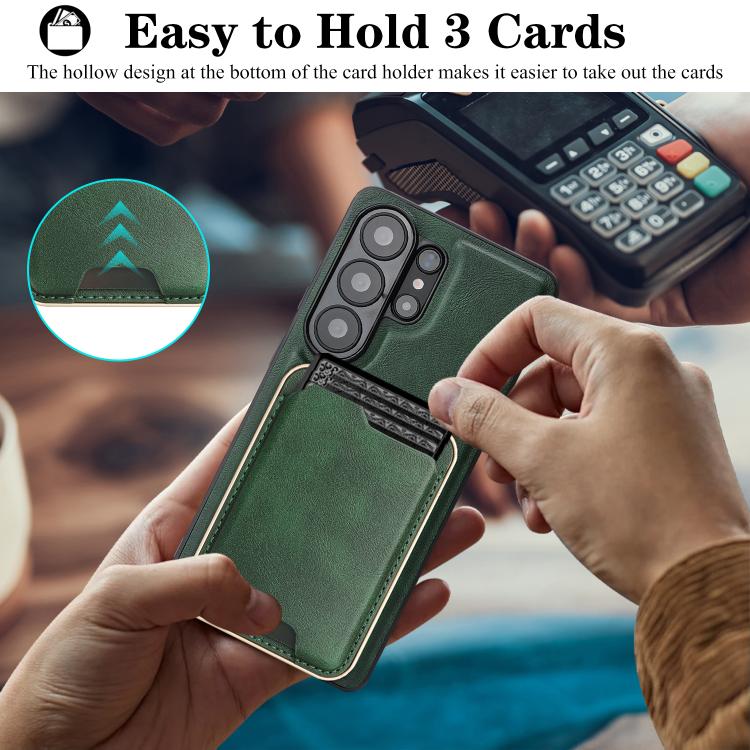 For Samsung Galaxy S26 Ultra 5G Kalebol Slim MagSafe Ring Magnetic Card Bag Leather Phone Case
