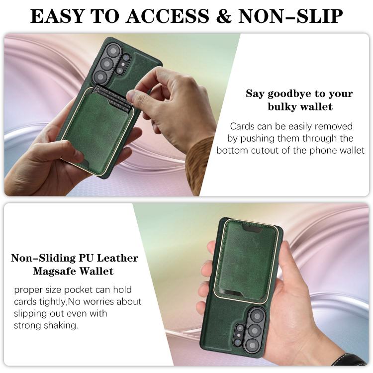 For Samsung Galaxy S26 Ultra 5G Kalebol Slim MagSafe Ring Magnetic Card Bag Leather Phone Case