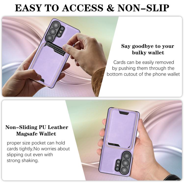 For Samsung Galaxy S26 Ultra 5G Kalebol Slim MagSafe Ring Magnetic Card Bag Leather Phone Case