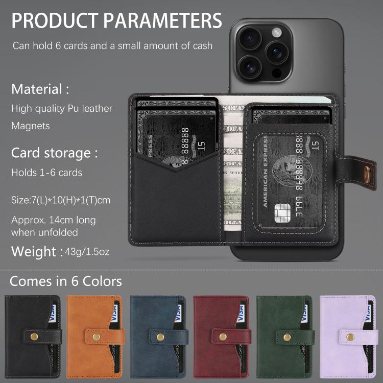 For Samsung Galaxy S23 Ultra 5G Kalebol Magnetic Button Card Bag MagSafe Ring Leather Phone Case