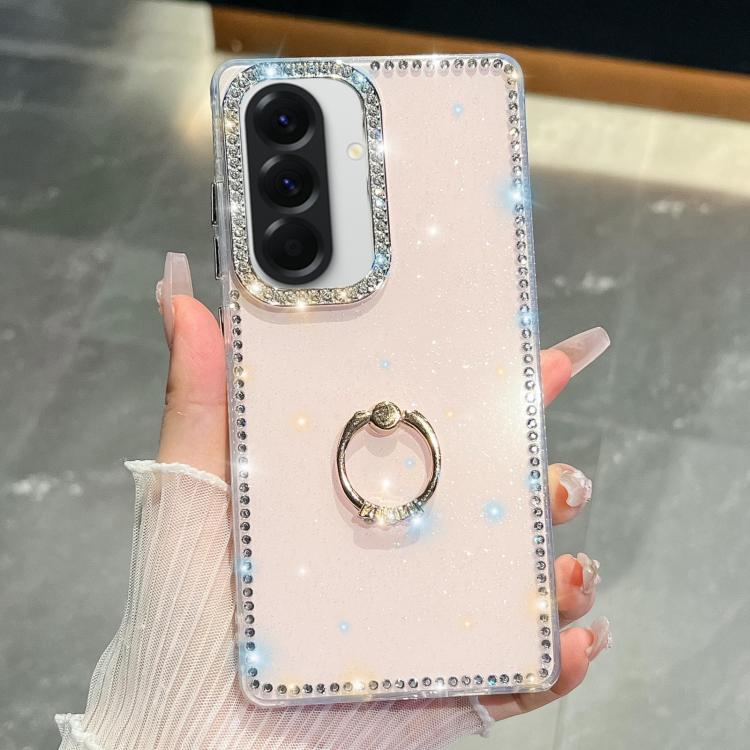 For Samsung Galaxy A36 5G Rhinestone Glitter TPU Ring Holder Anti-fall Phone Case