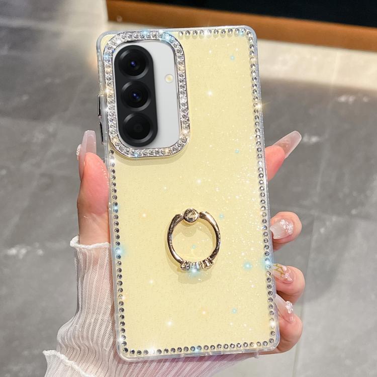 For Samsung Galaxy A36 5G Rhinestone Glitter TPU Ring Holder Anti-fall Phone Case