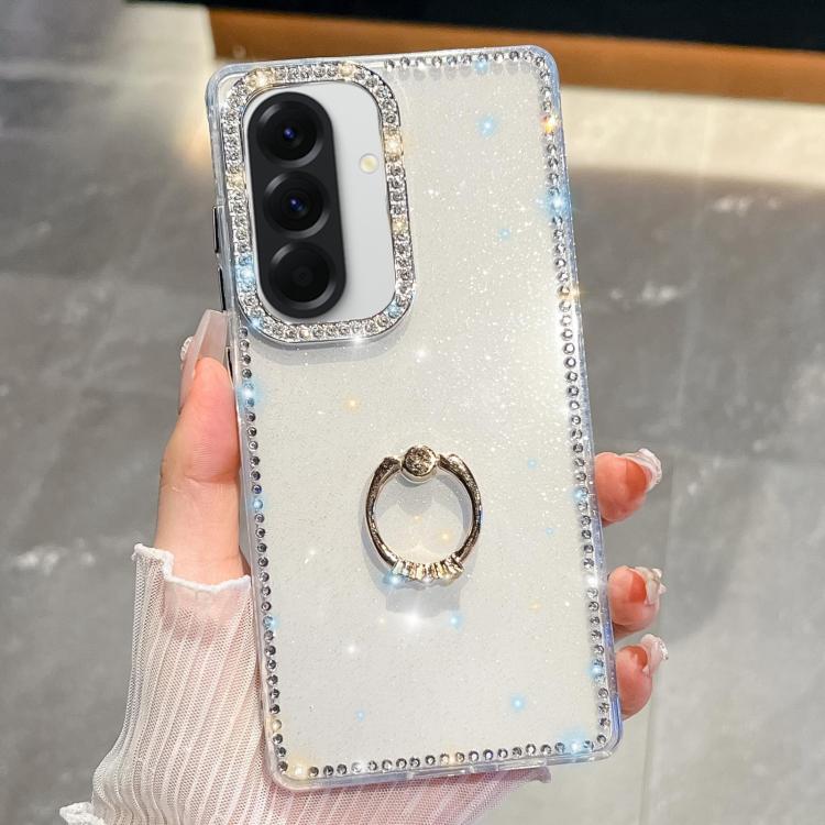 For Samsung Galaxy A36 5G Rhinestone Glitter TPU Ring Holder Anti-fall Phone Case