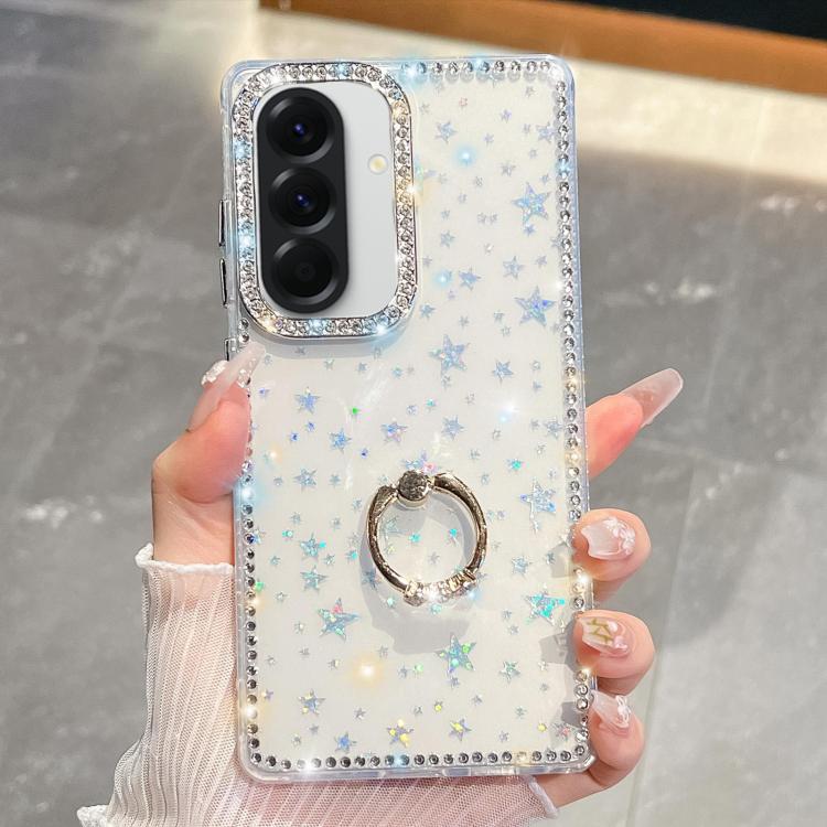 For Samsung Galaxy A36 5G Rhinestone Glitter TPU Ring Holder Anti-fall Phone Case