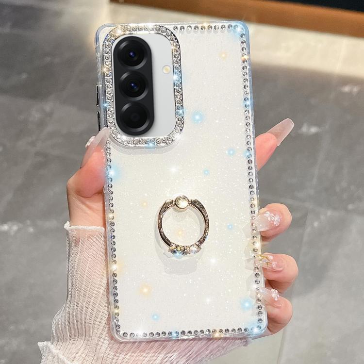 For Samsung Galaxy A36 5G Rhinestone Glitter TPU Ring Holder Anti-fall Phone Case