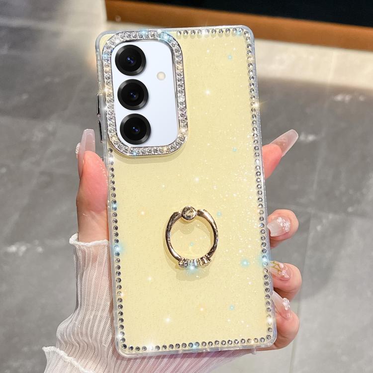For Samsung Galaxy S25+ 5G Rhinestone Glitter TPU Ring Holder Anti-fall Phone Case