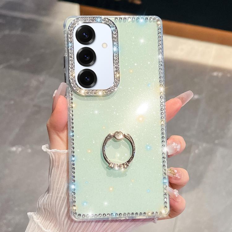 For Samsung Galaxy S25+ 5G Rhinestone Glitter TPU Ring Holder Anti-fall Phone Case